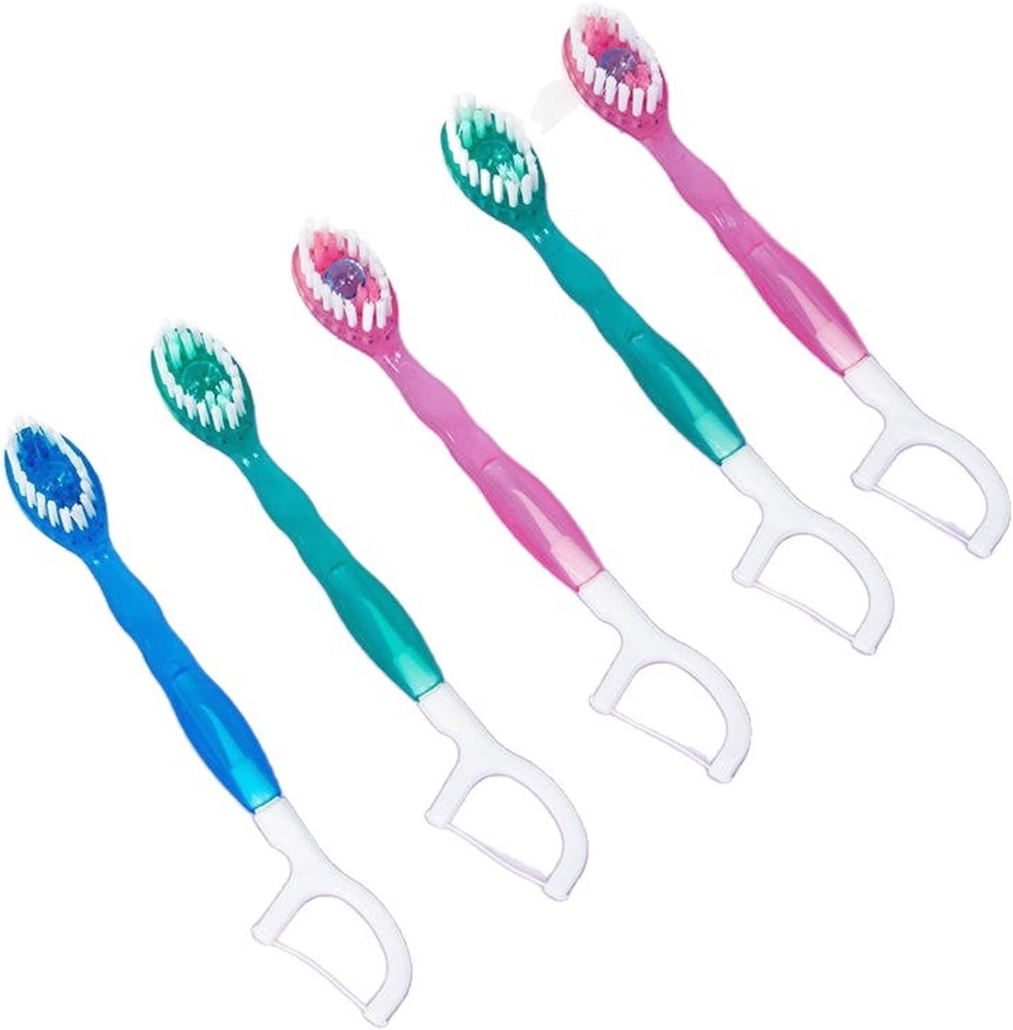5-in-1 Mini Toothbrush & Floss,On The Go Toothbrush Disposable, Floss & Tongue Scraper & Toothpick Set, Portable Oral Care for Travel Work