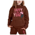 thumbnail image 2 of Huowey Children's Middle and Older Children's Long Sleeved 2025 New Year's Print Hooded Top Sweater Pants Set, 2 of 3
