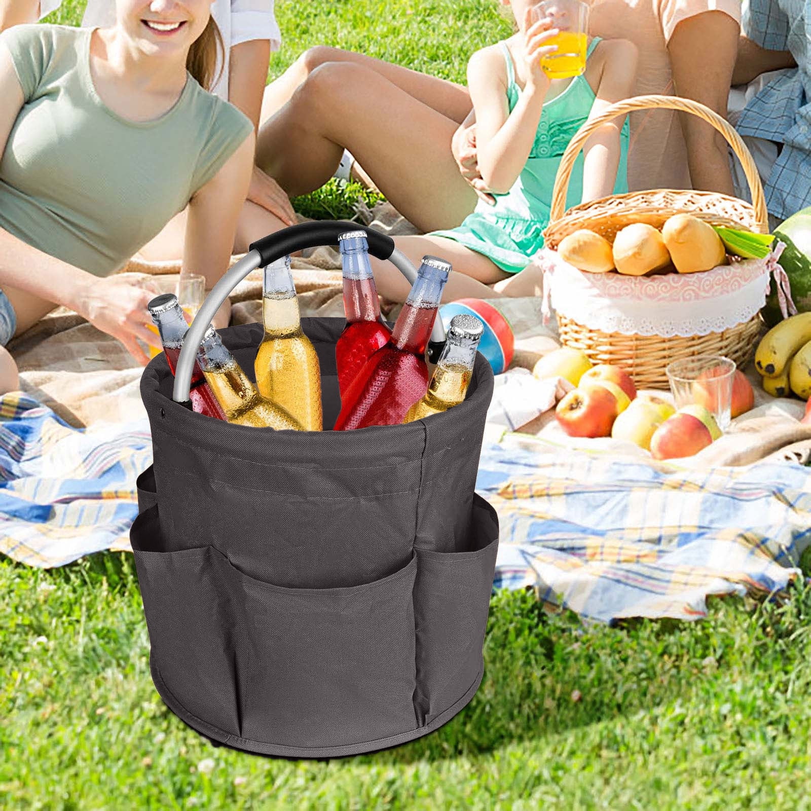 Foldable Garden Tool Bag with 6 Pockets - Heavy Duty Gardening Tote Organizer for Indoor/Outdoor Use - Waterproof Tool Storage for Pruners, Gloves & Supplies
