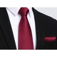 thumbnail image 4 of HISDERN Mens Solid Color Ties Formal Satin Necktie and Pocket Square Set Classic Tie & Handkerchie, 4 of 7