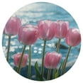 thumbnail image 3 of Vibe Blooming Tulips Soft Bedroom Round Area Rug, Washable Cute Nursery Circle Throw Mat, Non-Slip Contemporary Small Low Pile Floor Carpet for Dorm Bedside, 3 of 6