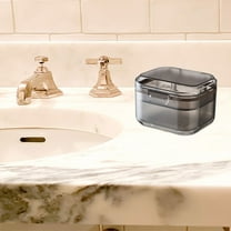 Qiopertar Under $5 3 Layer Portable Denture Box, Denture Bath Cup with Filter, Travel Retainer Cleaner Container for Braces Mouth Guard