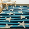 thumbnail image 3 of Balta Sereia Starfish Coastal Striped Area Rug Teal/Grey 2'7" x 7' Runner 8' Runner Runner, Indoor Entryway, Bedroom, Dining Room Taupe, Grey, 3 of 5