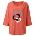 thumbnail image 4 of IROINNID On Sale Plus Size Shirts for Women Cotton Shirts for Women Comfortable Printed V- Neck Three Quarter Sleeve T-shirt Blouse Loose Tops,Orange, 4 of 5