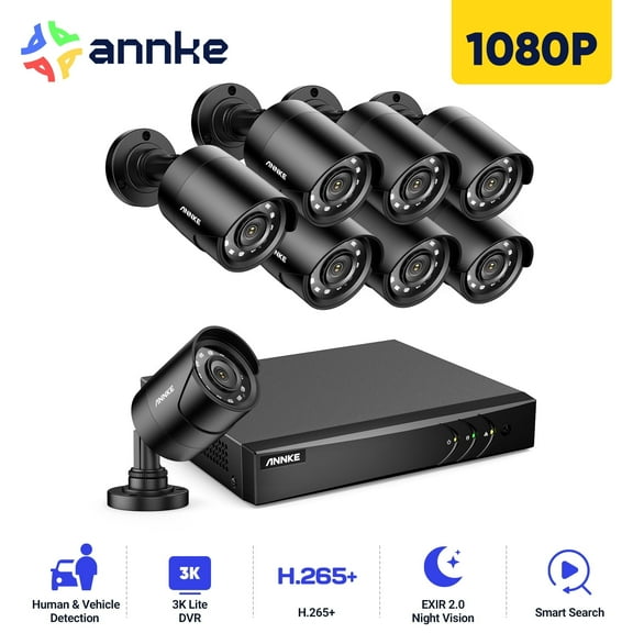 ANNKE 16CH 3K Lite FHD AI Surveillance Security Camera System with 0TB HDD and 8X 2MP Outdoor Weatherproof CCTV Cameras, Smart Human Vehicle Detection, Day/Night Vision, Smartphone Remote View