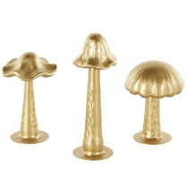 7",6",5"H Gold Metal Metallic Mushroom Sculpture with Round Base, by DecMode (3 Count)