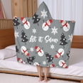 thumbnail image 5 of Gray Christmas Snowman Pattern Hooded Bath Towel，50"x30" for Ages 3 To 12 Kids, Quick Dry Lightweight Soft Microfiber Hood Beach Towel Cover Up for Kids, 5 of 7