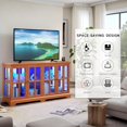 thumbnail image 6 of 59.05" W LED Curio Cabinet with 7 Color Lights, Vintage Glass Display Cabinet with 4 Glass Doors and Adjustable Shelves, Wooden China Case with Smartphone-Controlled for Living Room (Dark Oak), 6 of 8