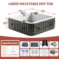 thumbnail image 2 of MOPHOTO Inflatable Hot Tub,4-6 Person Large Square Portable Blow up Hot Tub with Headrests and Cup Holder,Leak-Proof PVC Outdoor Spa with 130 Air Jets, 2 of 10