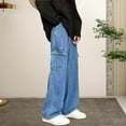 thumbnail image 5 of WAENQINLA Mens Jeans Casual Straight Wide Leg Denim Pants Fashion Loose Fit Baggy Cargo Jean Y2K Vintage Hip Hop 90s Streetwear with Pockets, 5 of 6