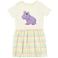 thumbnail image 3 of Inktastic Cute Purple Hippo Girls Toddler Dress, 3 of 5