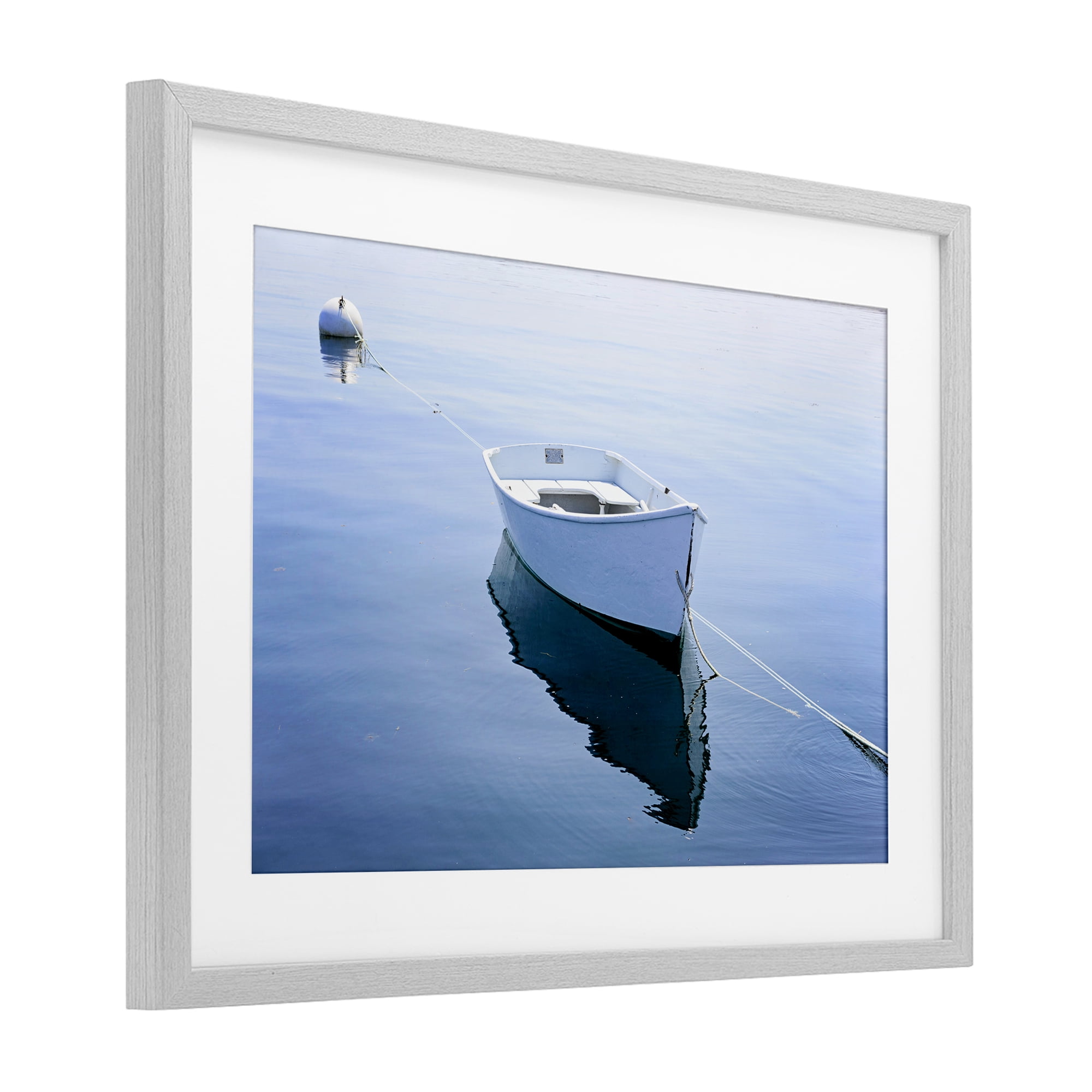 Stupell Industries Boat Tied to Dock Gray Framed Print Under Glass, design by JLM Photographs
