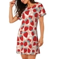 thumbnail image 2 of Balery Red Strawberry Camisón de manga corta con cuello redondo para mujer, cómodo y elegante., 2 of 6
