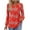 Red, variant on Women's 2025 Fall Pleated V-Neck Blouse Maple Leaf Season Versatility Ice Rink To Office Transition Button Down Shirt Loose Fit Casual Top Long Sleeve Breathable Poly-Cotton Orange XL