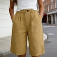 thumbnail image 2 of Afdoent Shorts For Women Knee Length Elastic Waist Solid Color Button Down Shorts Casual Wide Leg Casual Comfy, 2 of 6