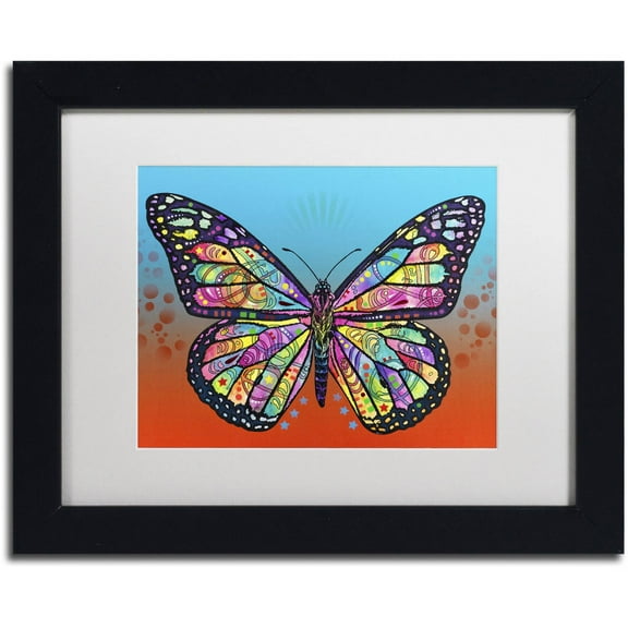 Trademark Fine Art 'Butterfly' Canvas Art by Dean Russo, White Matte, Black Frame