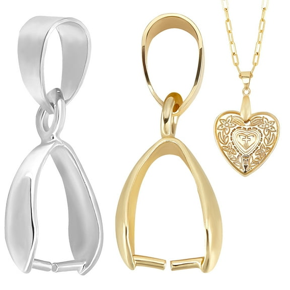 1 box 30pcs 18K golden Plated Pinch Bails for Pendants 925 Sterling Silver Plated Ice Pick Clip Pendant Clasps for Jewelry Necklace Making