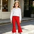 thumbnail image 2 of xaweyi Girls Flare Jeans Kids Fashion Stretchy Denim Pants Bell Bottoms with Pockets Size 10-11 Years, 2 of 9