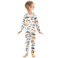 thumbnail image 3 of Dailycode Cotton Pajama Set Snug Fit Long Sleeve Top and Pants for 18M-8Y Cute Drawing Fishes, 3 of 7