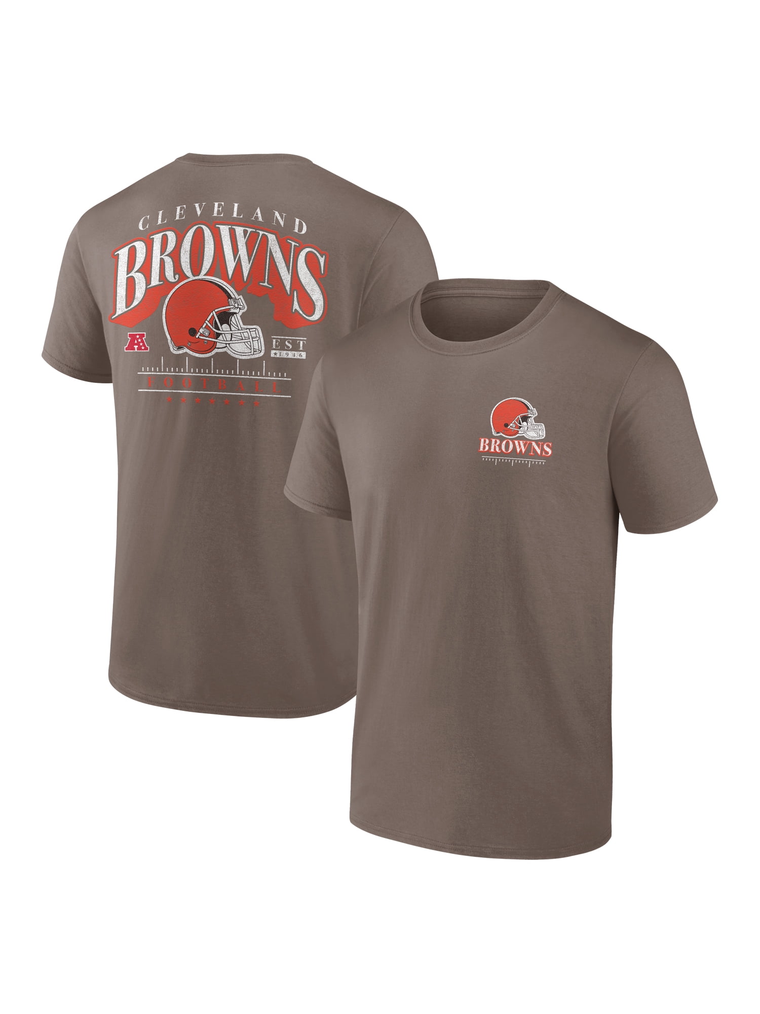 NFL Cleveland Browns Men's Cotton Faded Brown Short Sleeve T-Shirt