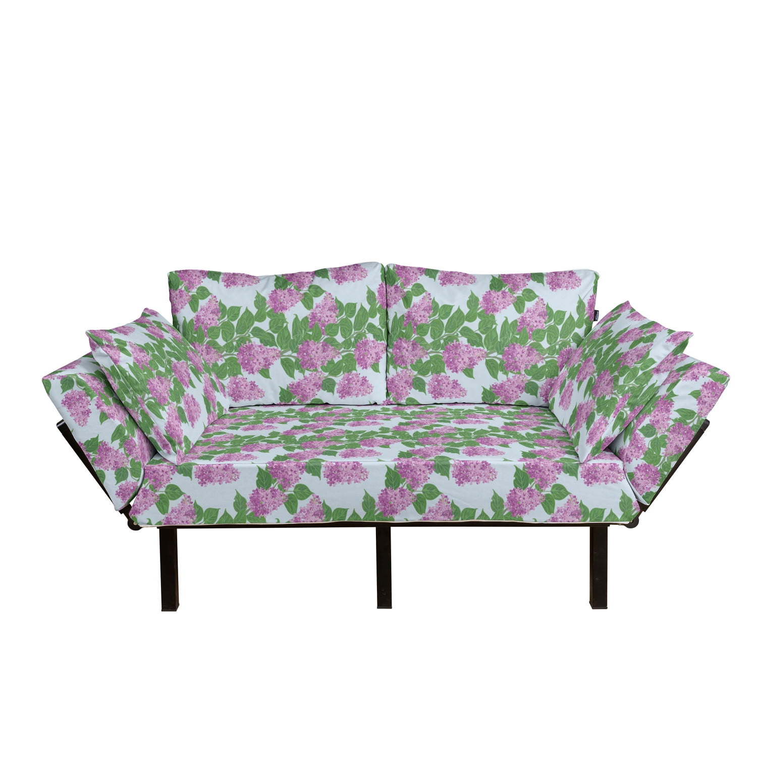 Lilac Futon Couch, Bouquets of Flowering Twigs Summer Foliage Natural Beauty Freshness, Daybed