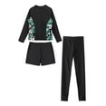 thumbnail image 3 of iEFiEL Kids Girls 3 Piece Rash Guard Sets Long Sleeve Swimsuit Zip Up Swim Shirt with Bottoms Pants Swimwear Black 10, 3 of 7