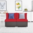 thumbnail image 4 of Gymax 2PCS Patio Wicker Rattan Sectional Armless Chair Sofa w/ Red Cushion, 4 of 10