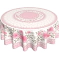 thumbnail image 3 of Pink Vintage Floral Roses Round Tablecloth 60 Inch, Waterproof Stain Resistance Round Table Cloth Decorative Tablecloth Picnic Party Indoor Outdoor, 3 of 6