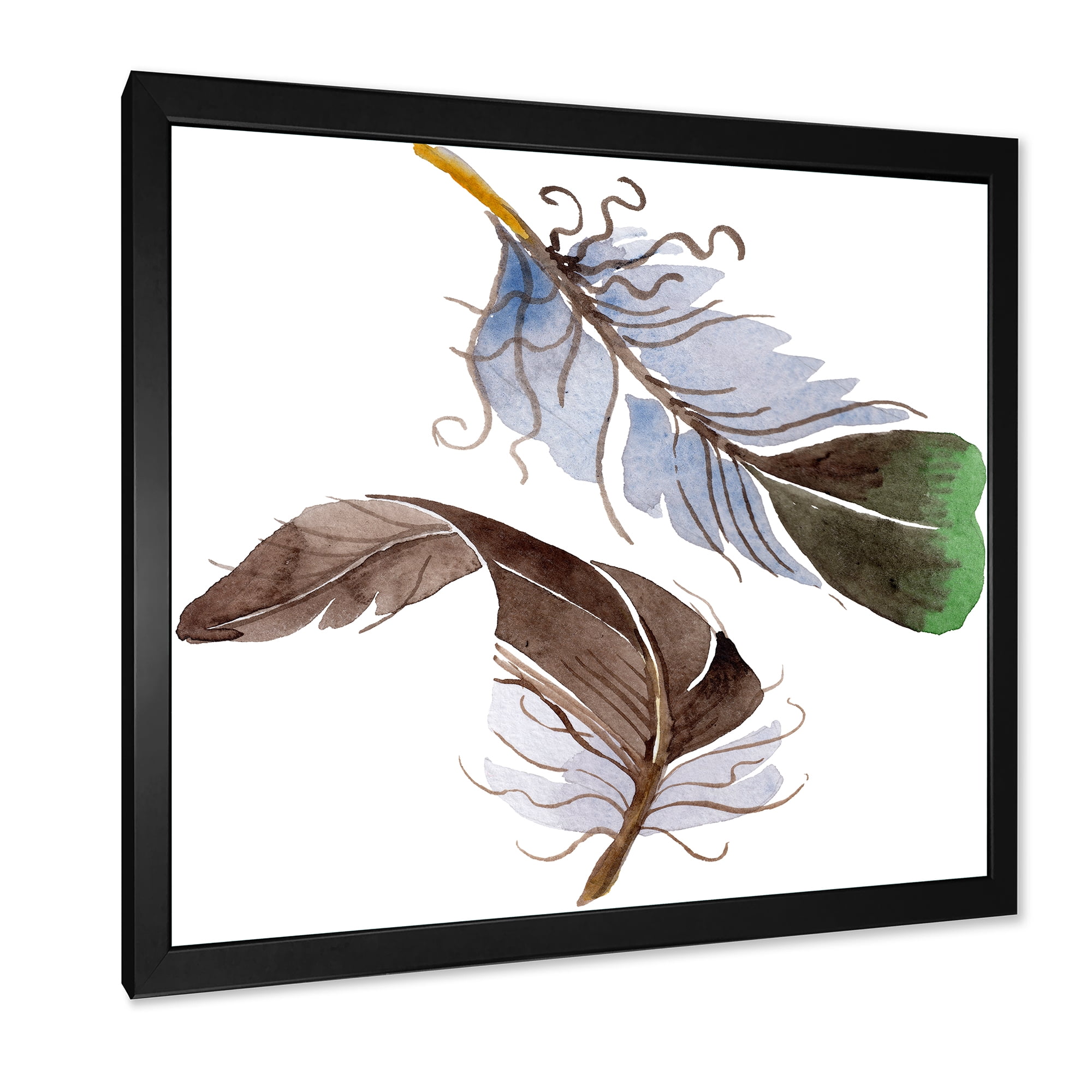 Designart 'Abstract Green Bird Feather From Wing' Bohemian & Eclectic Framed Art Print