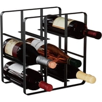 9-Bottle Metal Wine Rack, Freestanding Holder Organizer for Red and White Wine, Kitchen Countertop, Pantry, No Assembly Required, Black