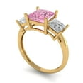 thumbnail image 2 of 2.5 ct Princess Cut Simulated Pink Diamond Three-Stone Engagement Ring for Women in 18K Yellow Gold, 2 of 5