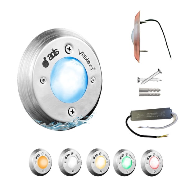 1 Lámpara LED Sumergible Para Alberca de nicho o sobreponer ADS MINI SPA 20W 12CM Azul Con Transformador