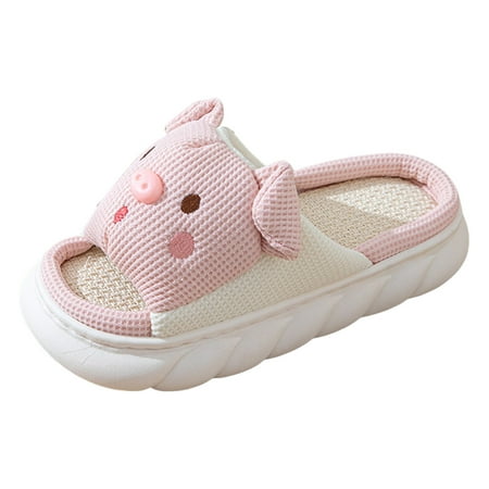 

Jungdeepe Four Seasons Cute Linen Slippers Home Non Thick Soled Spring And Autumn Cotton Linen Sandals