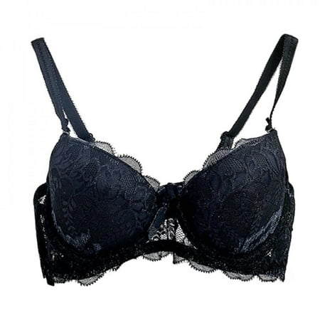 

Women 3/4 Cup Padded Lingerie Brassiere Lace Floral Bralette Underwear Adjusted Straps Sheer Bra