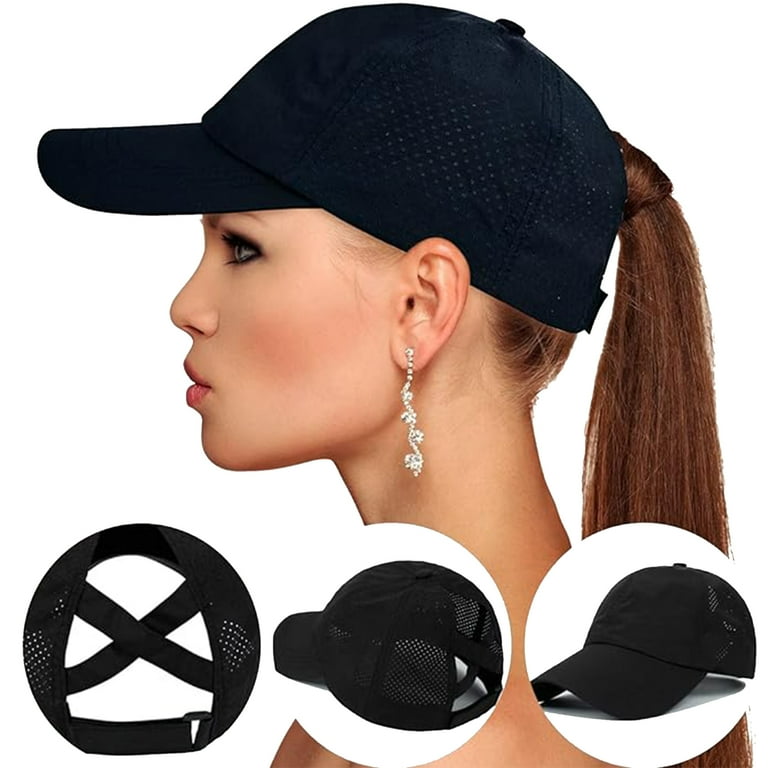 Tisoloow Cross Hat Womens Baseball Cap Cross Ponytail Hat