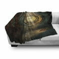 thumbnail image 2 of Fantasy Soft Flannel Fleece Throw Blanket, Fantasy Scenery with Clock Dream Sky Rays from the Ceiling Fictional Artwork, Cozy Plush for Indoor and Outdoor Use, 50" x 70", Brown and Teal, by Ambesonne, 2 of 5