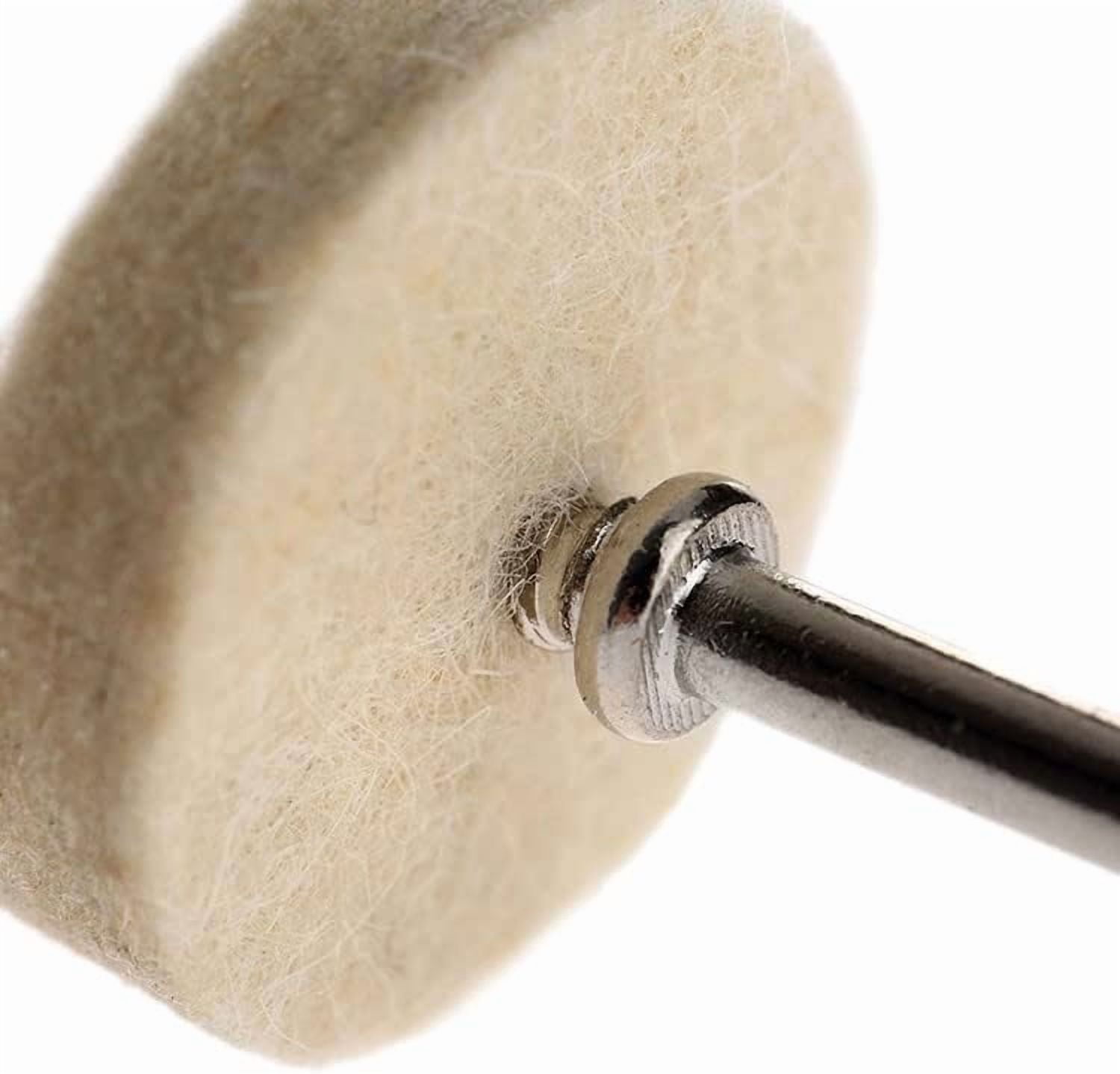 50Pcs 25mm Wool Felt Polishing Buffing Pad Wheel w 2 Shanks for Dremel Rotary