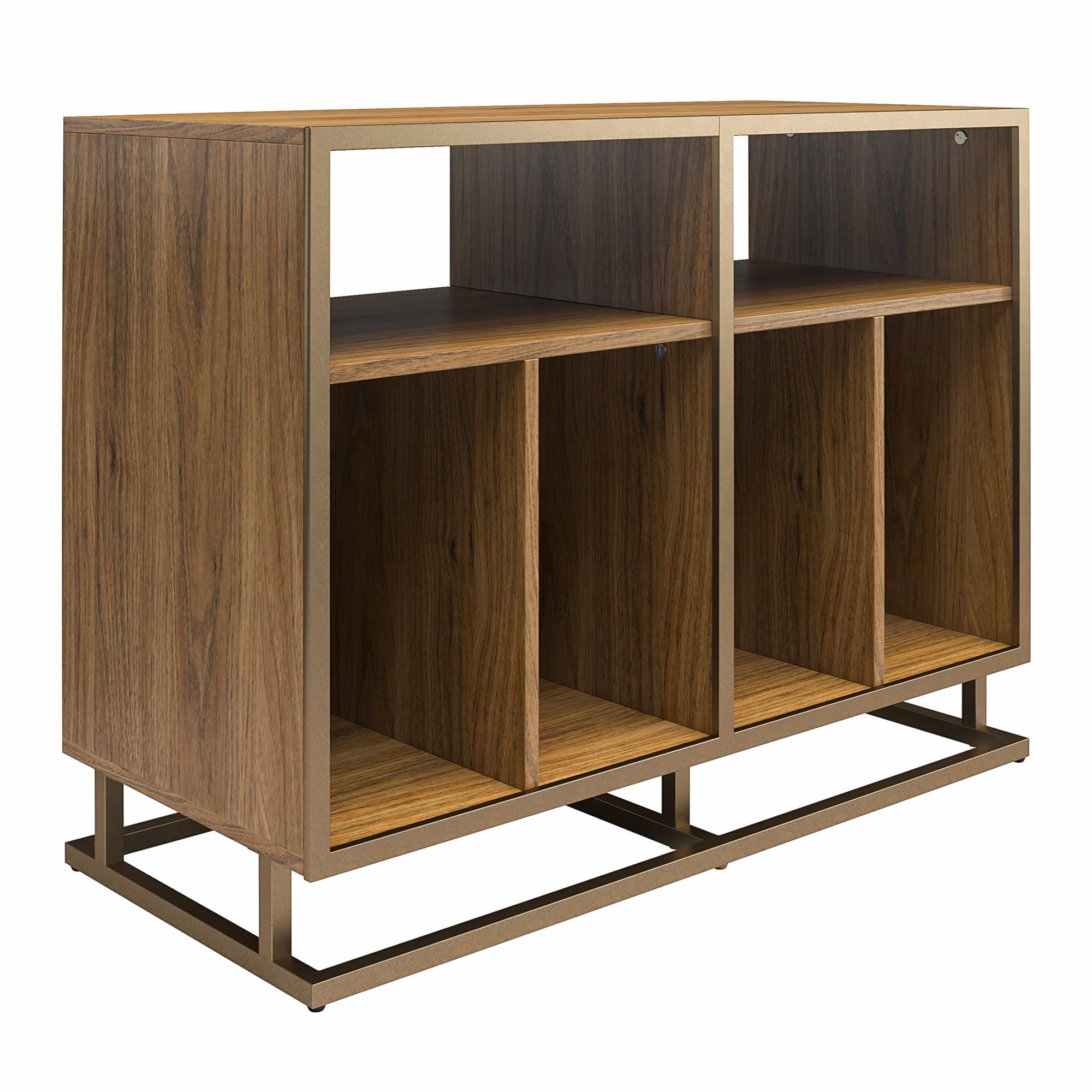 Novogratz Regal Double Wide Record Station/Accent Cabinet, Walnut