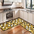 thumbnail image 3 of Sunflower and Checkerboard Black Anti Fatigue Kitchen Rugs Set Of 2, Non Slip Washable Decorative Floor Mats for Sink Laundry and Home Use, 17"x47", 3 of 5