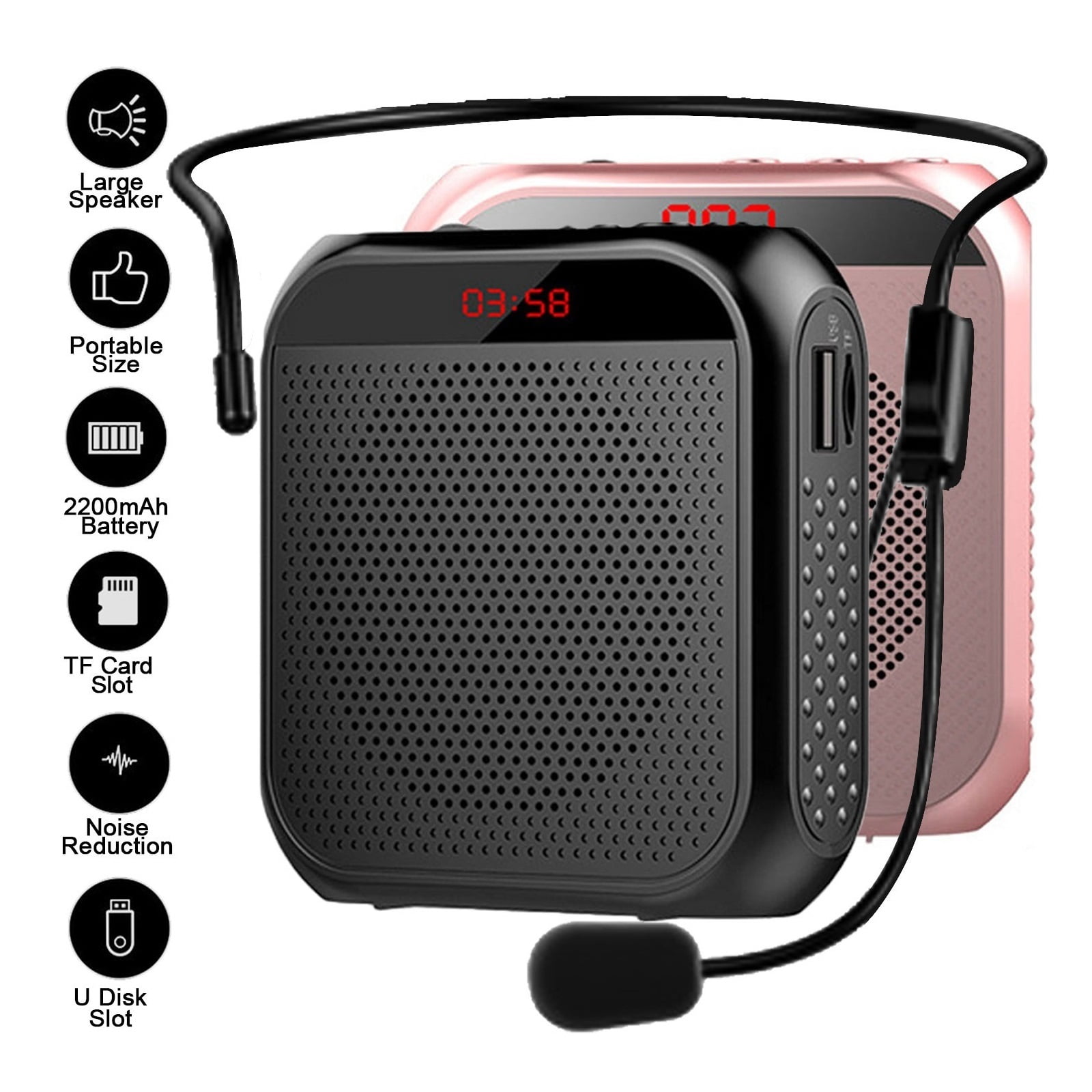 5W 2400mAh Voice Amplifier Multifunctional Portable Personal Voice Speaker With Microphone Display For Teachers Speech ,Powerful Voice Amplifier