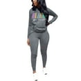 thumbnail image 2 of Women's Two Piece Outfits Casual Long Sleeve Pant Sets Ripped Hole Long Sleeve Elastic Waist Pullover Hoodies Long Pants Casual Sweatsuits Tracksuits, 2 of 3