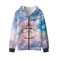 thumbnail image 4 of Xoenoiee Cat Teacup Butterfly Rainbow Print Zip Up Hooded Sweatshirt Pullover Hoodie Sweatshirts for Little Big Kids, Teen Casual Cool Girls Hoody Long Sleeves Joggers Shirt Sporty Outerwear, M, 4 of 7
