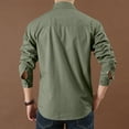 thumbnail image 4 of BiZtdJrK Mens Casual Button Down Cargo Shirts with 2 Pockets Long Sleeve Fapel Work Shirt Solid Color Camping Hiking Shirts Vacation Tops Army Green L Ofertas Flash Del Dia, 4 of 5