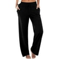 thumbnail image 2 of ClodeEU Women's Wide Leg Sweatpants,Cozy Pants With Pockets,Casual Baggy Workout Long Pants Black,Womens Plus XXL, 2 of 5