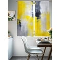 thumbnail image 4 of Yellow Gray Abstract Sheer Curtains 63 Inches Long 2 Panels Street Art Light Filtering Semi Sheer Window Curtains Drapes for Bedroom Living Room 52"x63", 4 of 7