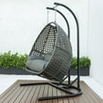 thumbnail image 5 of LeisureMod Modern Charcoal Wicker Double 2-Person Hanging Egg Swing Chair in Dark Gray, 5 of 20