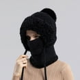 thumbnail image 5 of 3 In 1 Winter Fleece-Lined Knitted Hat for Women - with Scarf and Mask, Warm Knitted Ski Scarf & Mask Combo, Ideal for Fall Winter Cold Weather, Keep Head, Neck & Face Cozy, Black, 5 of 7