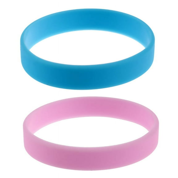2 Pcs Fashion Silicone Rubber Elasticity Wristband Wrist Band Cuff Bracelet Bangle , & Pink