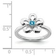 thumbnail image 5 of Solid 925 Sterling Silver Stackable Blue Topaz Flower Ring Eternity Band Size 10, 5 of 6