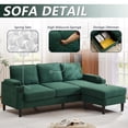 thumbnail image 6 of L-Shaped Seciton Sofa with Storage Ottoman, Modern Linen Fabric Reversible 3-Seater Sofa Couch with USB Port and Side Pocket for Living Room, Small Space Apartment, Green, 6 of 6